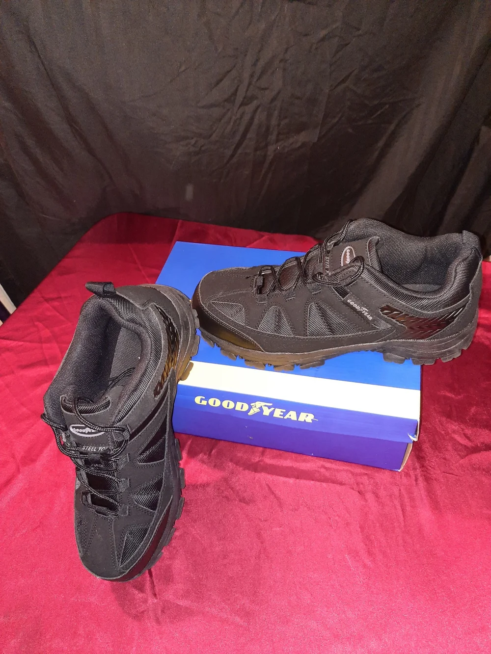 Men’s Black Steel Toe All-Terrain Work Boot Good Year Size 9 1/2 Wide